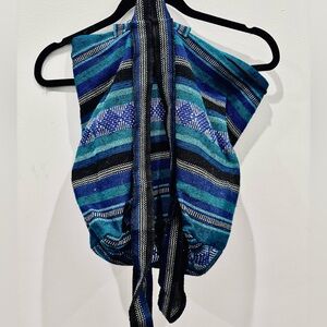 Blue black & aqua multicolor woven backpack 🩵🌀